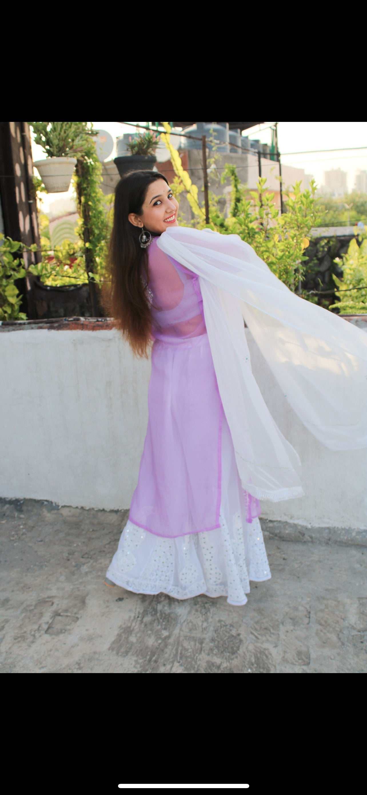 A-back-view-Elegant Pink Mirror Chikankari Kurti – Handcrafted Traditional Ethnic Wear