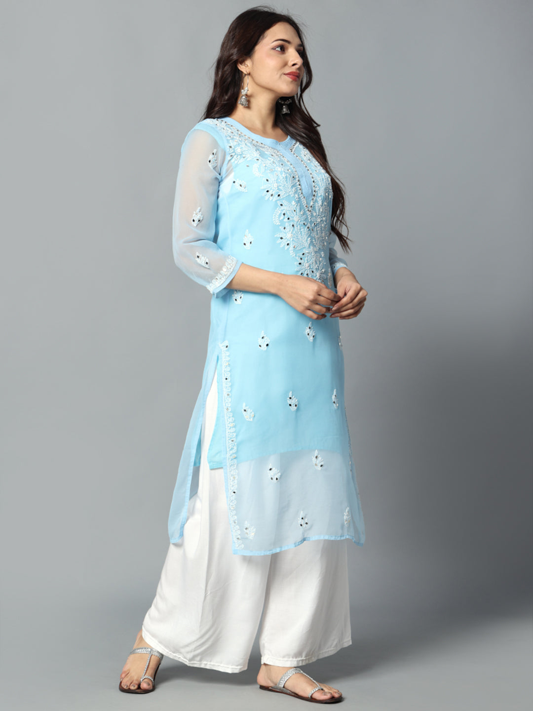 full kurti design Kurti with Intricate Embroidery and Mirror Work