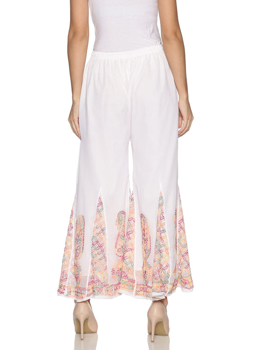 Elegant White Multi Chikankari Handmade Sharara