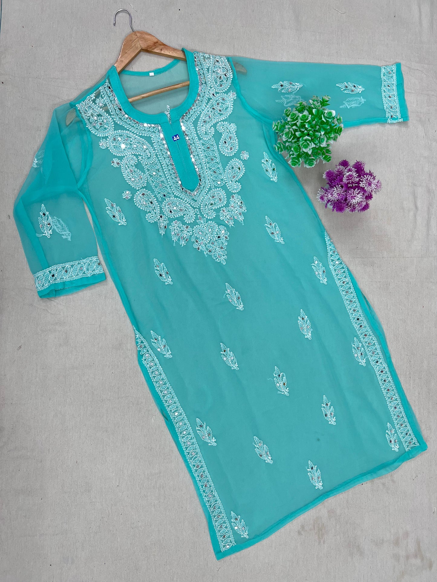 full lenght design view mirror Work Kurti