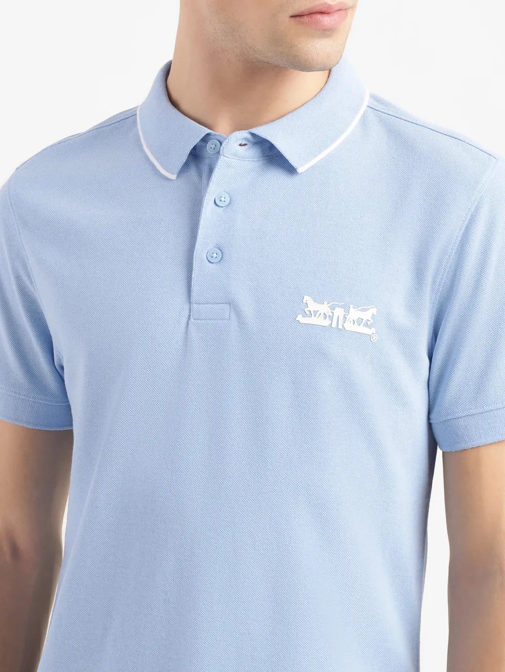 Men's Slim Fit Polo T-Shirt - Elegant Blue Solid