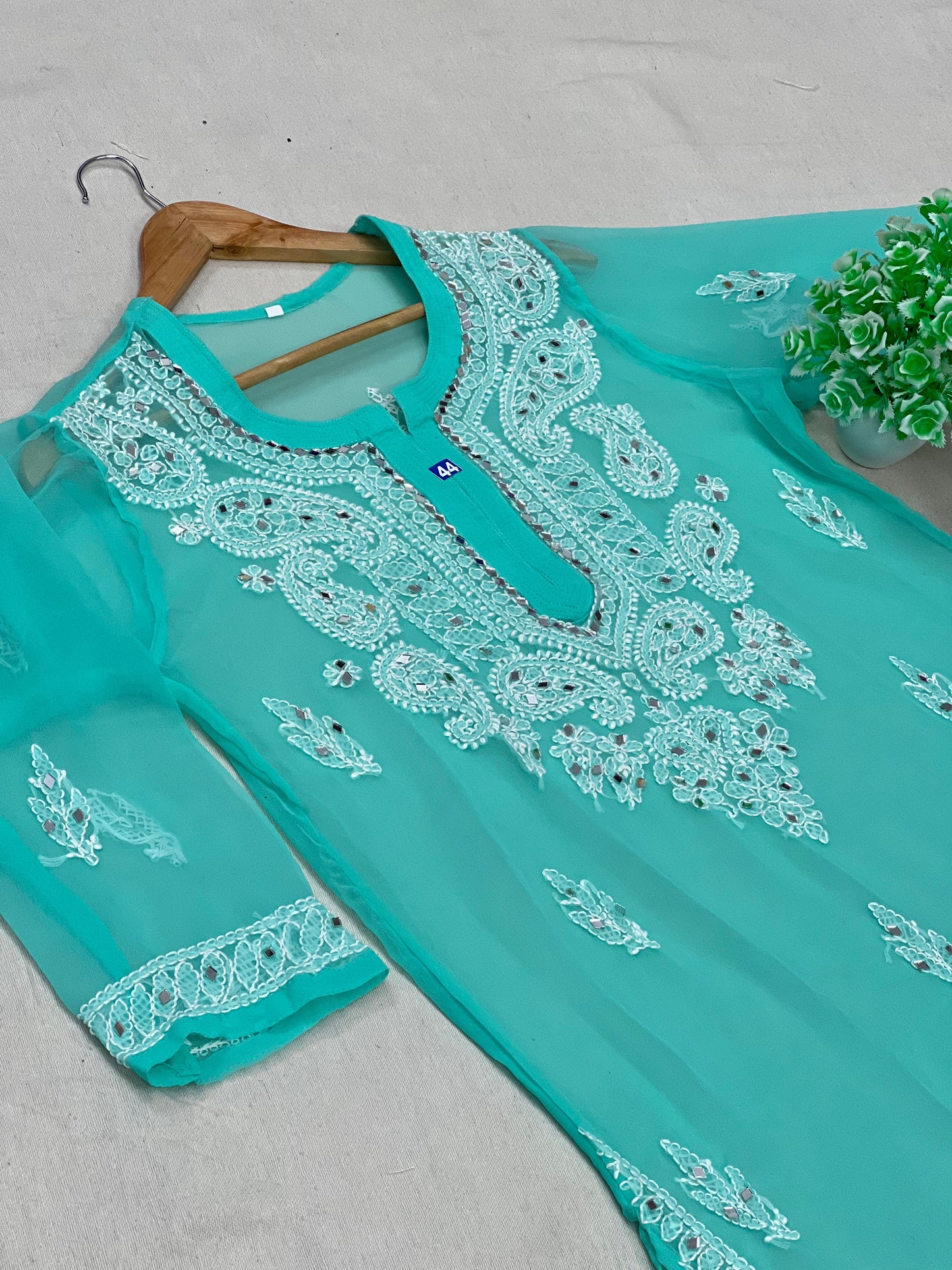 top front view mirror Work Kurti