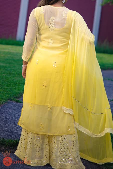 A-front-view-White Mirror Booti Jaal Chikankari Handmade Kurti Set - Traditional Indian Ethnic Wear