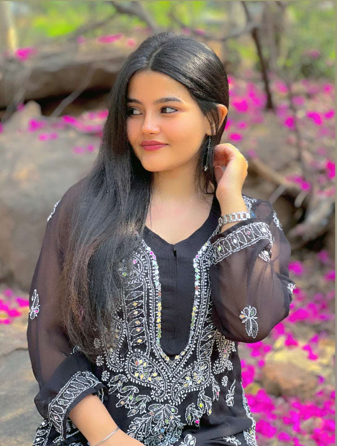 Top-View, Handcrafted with Intricate Mirror Work and Traditional Embroidery