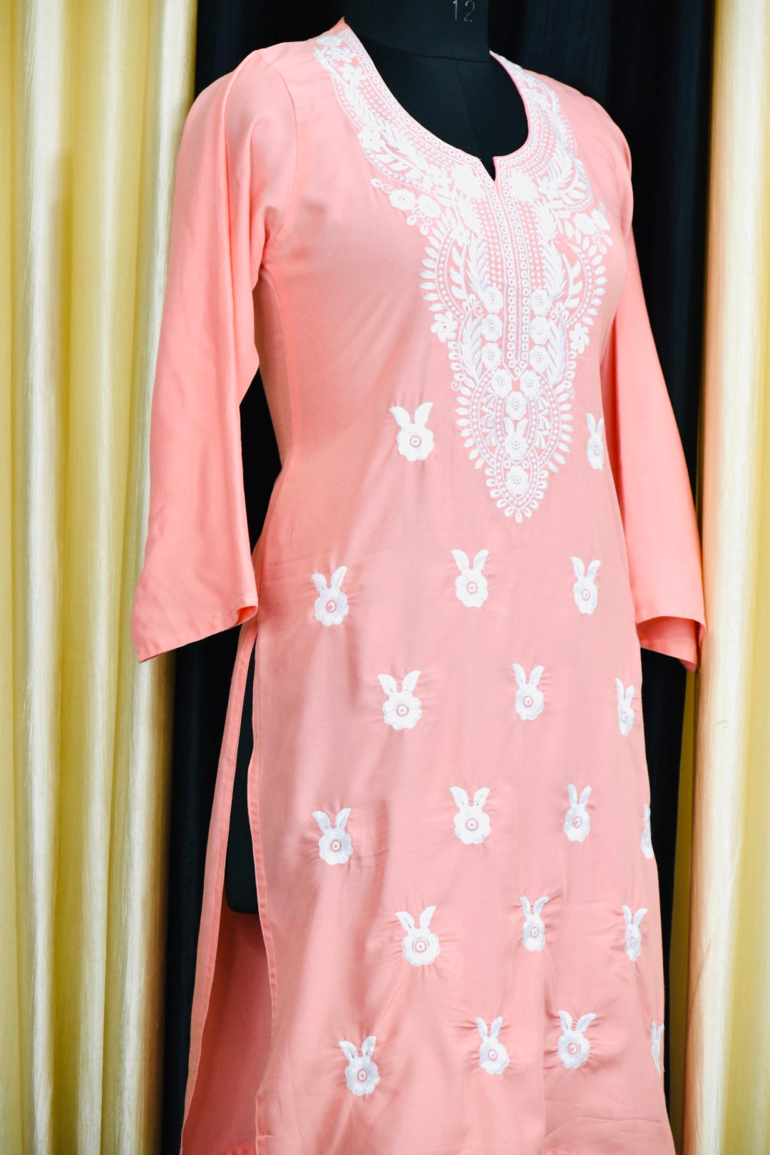 A-side-view-chikankari cotton kurti