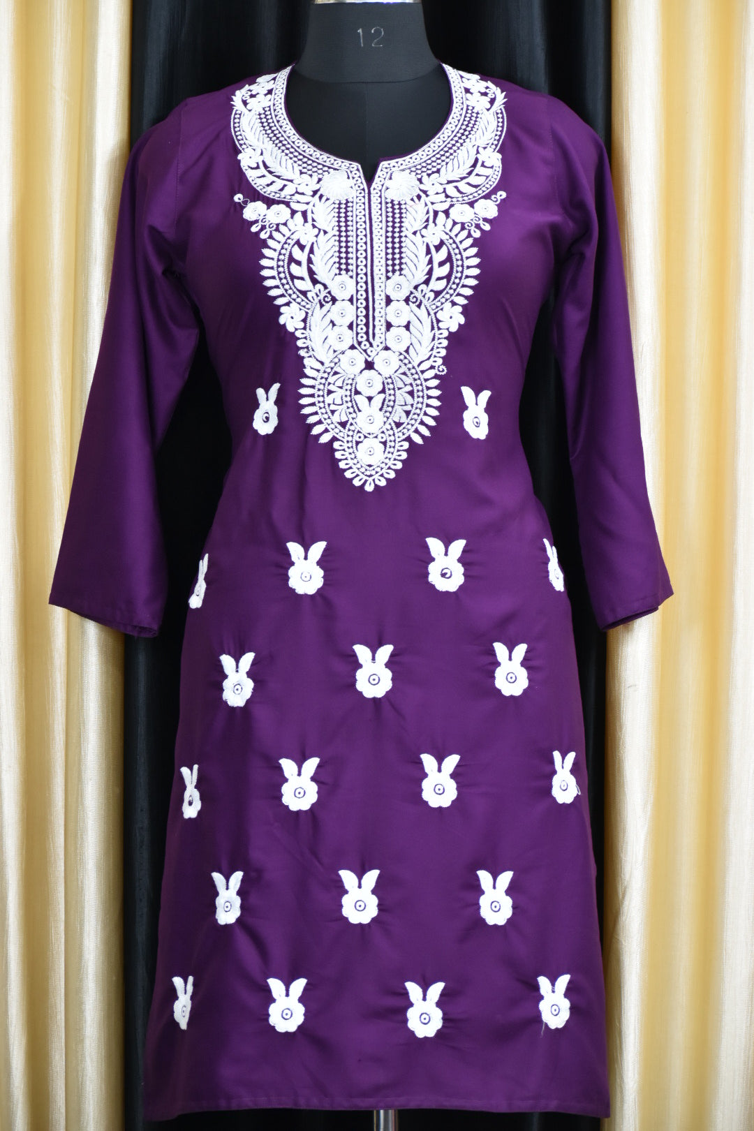 A-front-view-Beautiful Blue Cotton Chikankari Fabric Featuring Traditional Hand-Embroidered Designs.
Let me know if you'd like more variations