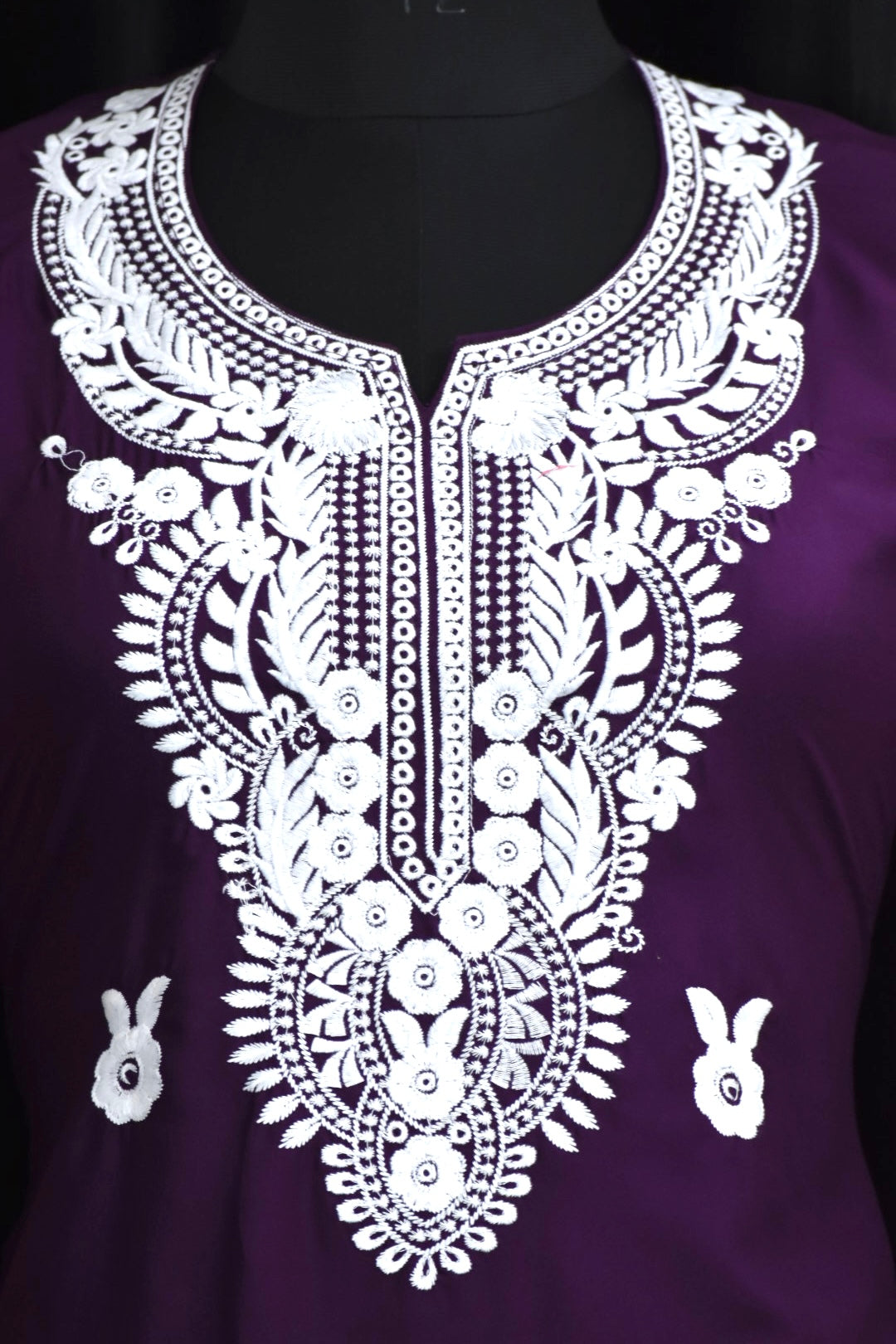 A-top bottom-view-chikankari cotton blue kuti