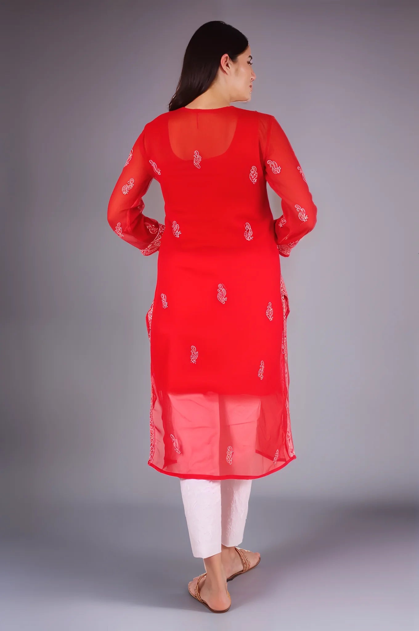 Back View, Elegant Handcrafted Embroidery with Reflective Mirrors"