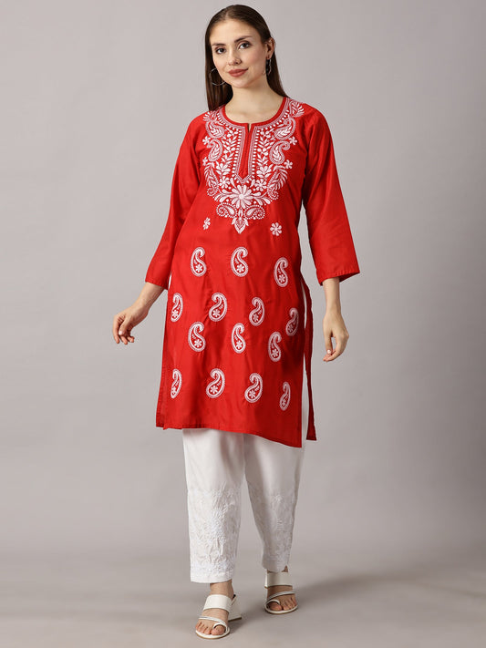 RED COTTON KURTA