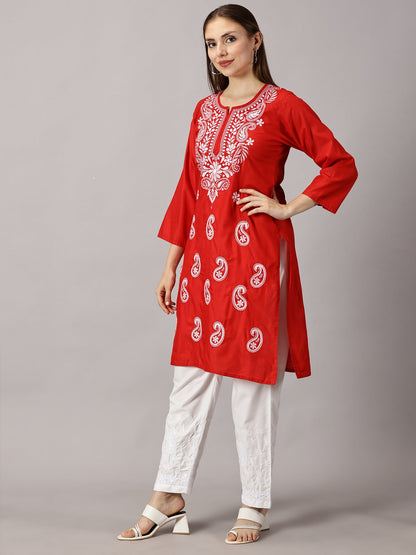 RED COTTON KURTA