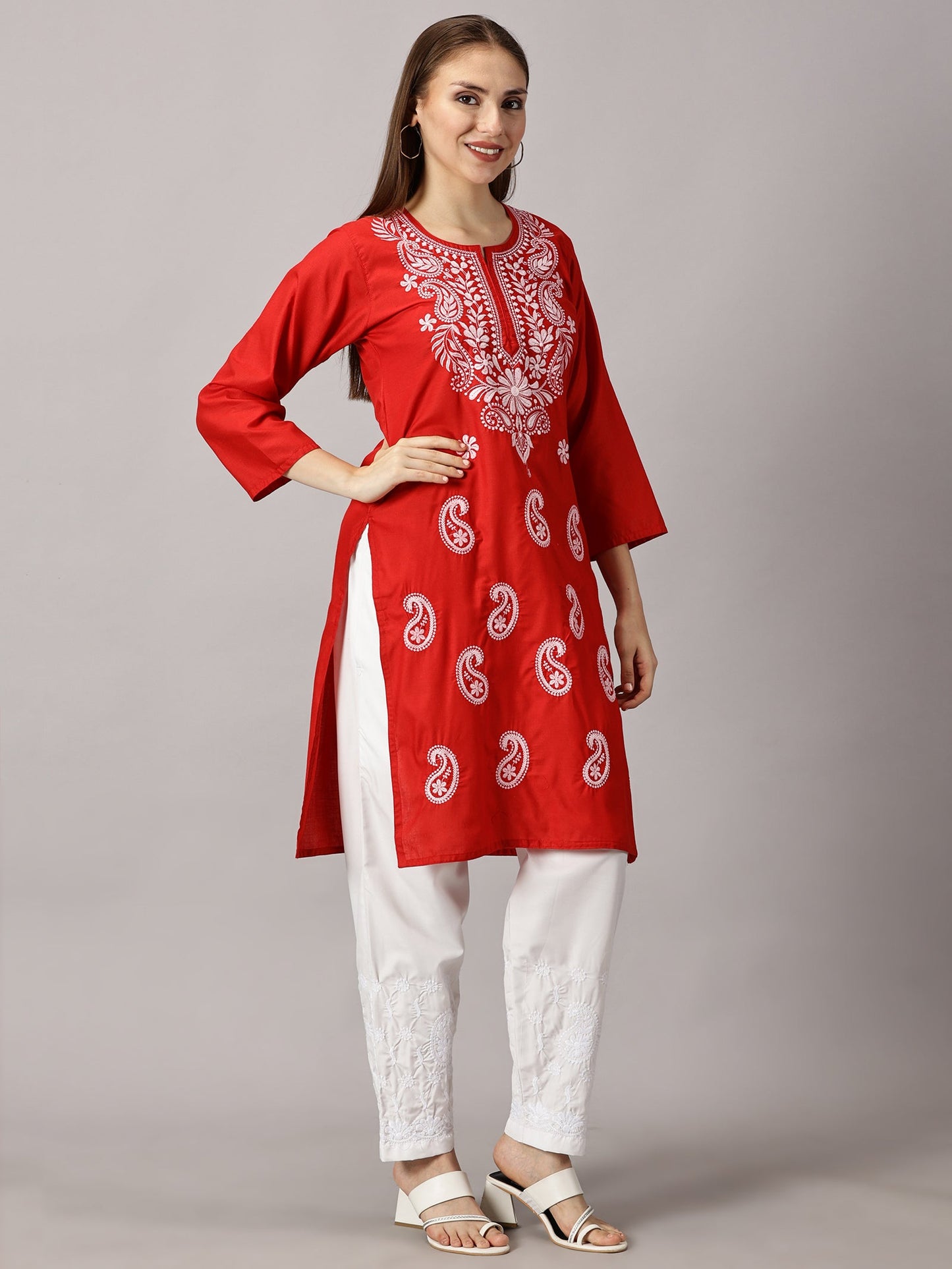 RED COTTON KURTA