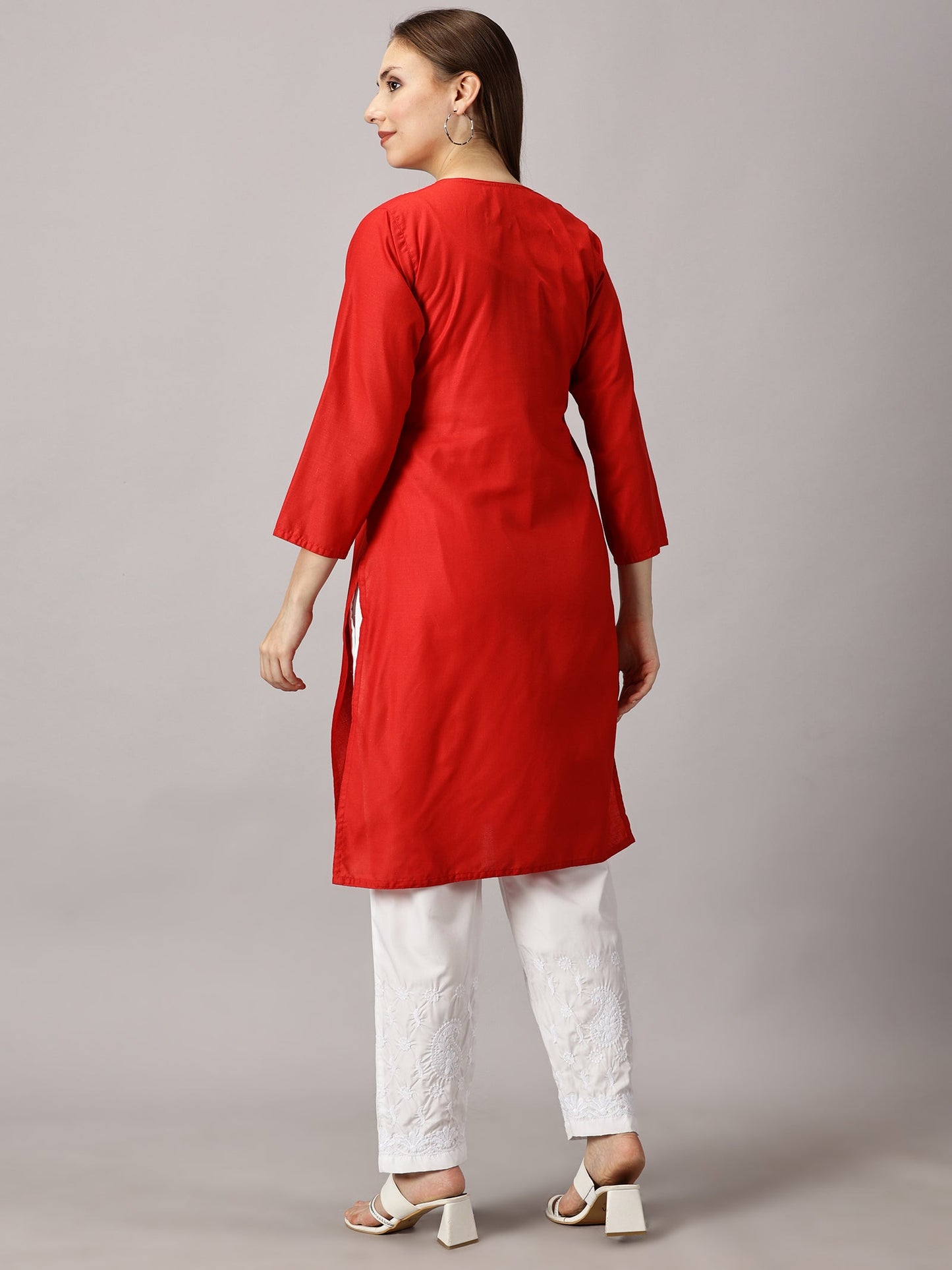 RED COTTON KURTA