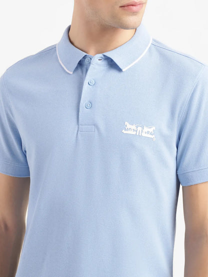 Men's Slim Fit Polo T-Shirt - Elegant Blue Solid