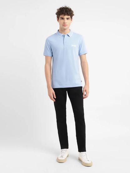 Men's Slim Fit Polo T-Shirt - Elegant Blue Solid